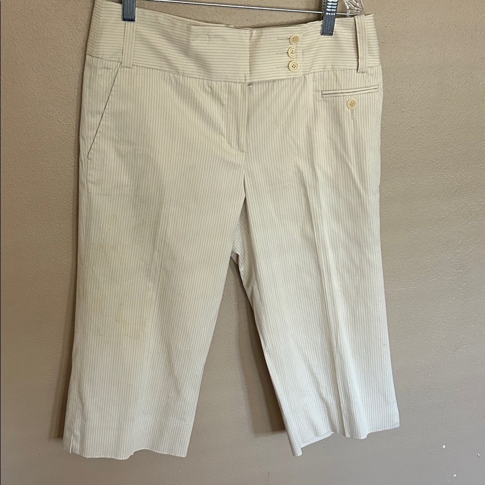 BCBG Cream Cropped Capri-sz 8